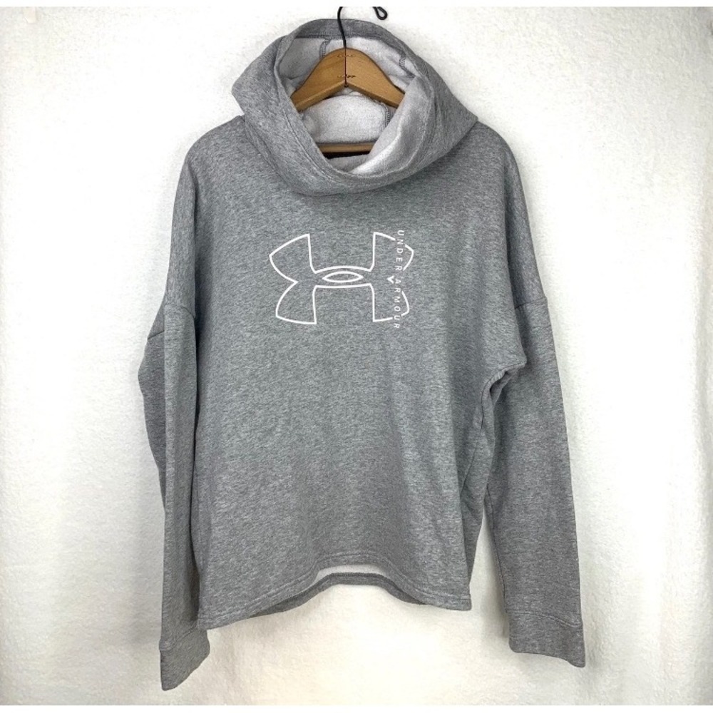 UA Under Armour Hoodie Girls M Sweatshirt Gray Loose Fit Cowl Neck Scuba 1325318
